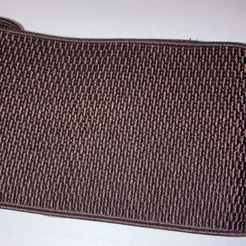 Double Buckle Adjustable‎ Brown Belt -faux leather and elastic M/L